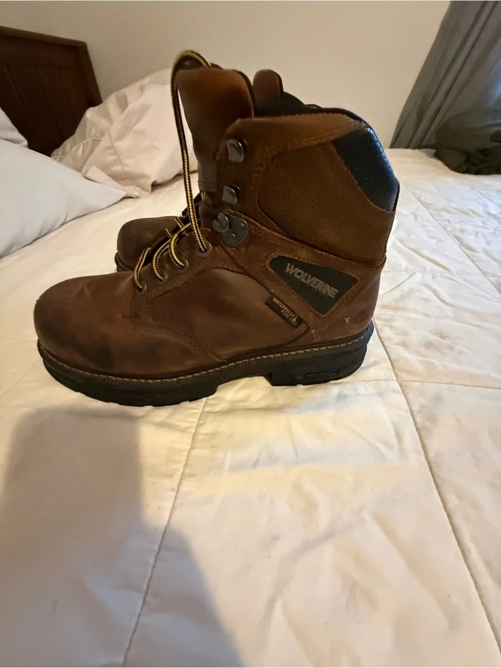 Men's Brown Leather Work Boots - Rugged Lace-Up